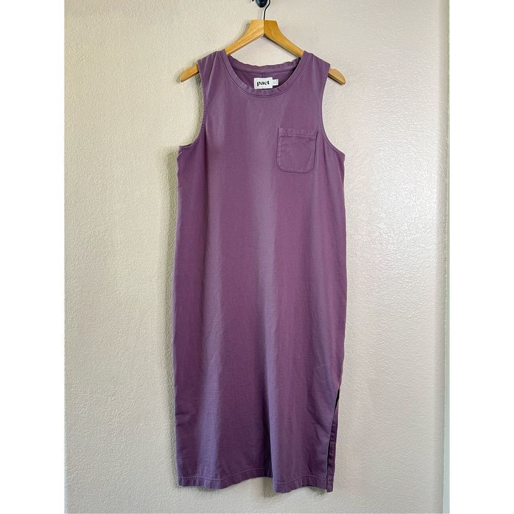 Pact Midi Tank Dress Size L Washed Purple Long Organic Cotton Pullover Solid